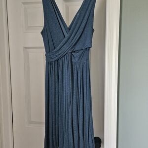LOFT Slate Blue Surplice Maxi Dress